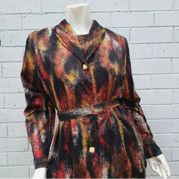 VTG 1980s Noble Frocks Sydney Matching 3 Piece Set Midi Dress Jacket Belt XXL 16 - Picture 7 of 10